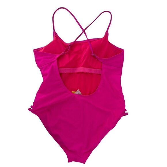 Havana Good Time Swimsuit Hot Pink One Piece Cross Back Juniors Size L 11-13 Fun - Picture 2 of 9